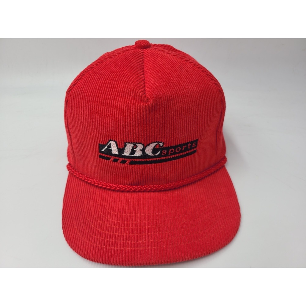 Vintage ABC Sports Corduroy‎ Rope Sportsman Snapback Hat Cap Cotton Casual Red